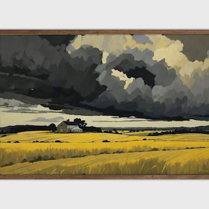 Dark Moody Storm Clouds Painting, Instant Download Print, Dramatic Sky Wall Art, Abstract Landscape Digital Download