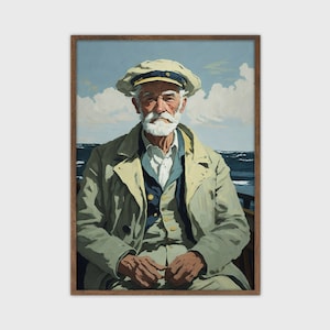 Vintage Sea Captain Painting - Nautical Wall Art Print - Instant Download