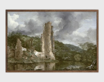 Vintage Landscape Print Castle Painting Farmhouse Wall Decor Printable Art