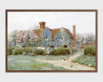 Vintage Landscape Print Antique Painting Farmhouse Decor Printable Art