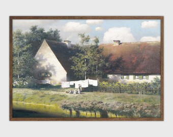 Vintage Landscape Print Antique Painting Farmhouse Decor Printable Art