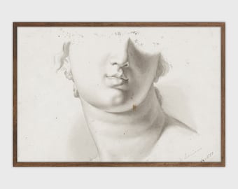Vintage Portrait Study Drawing Antique Neutral Figure Sketch Wall Art PRINTABLE