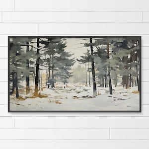 Frame TV Christmas Trees - Festive Pine Tree Forest Winter Landscape Decor