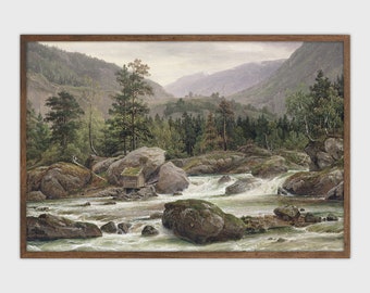 English Landscape Print River Oil Painting Farmhouse Print Printable Art
