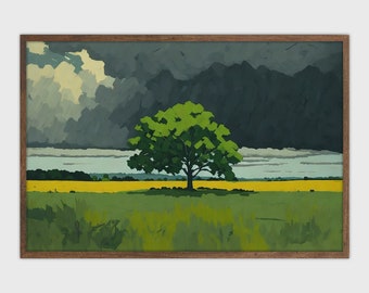Moody Landscape with Stormy Sky, Printable Wall Art, Digital Download, Nature Photography, Home Decor