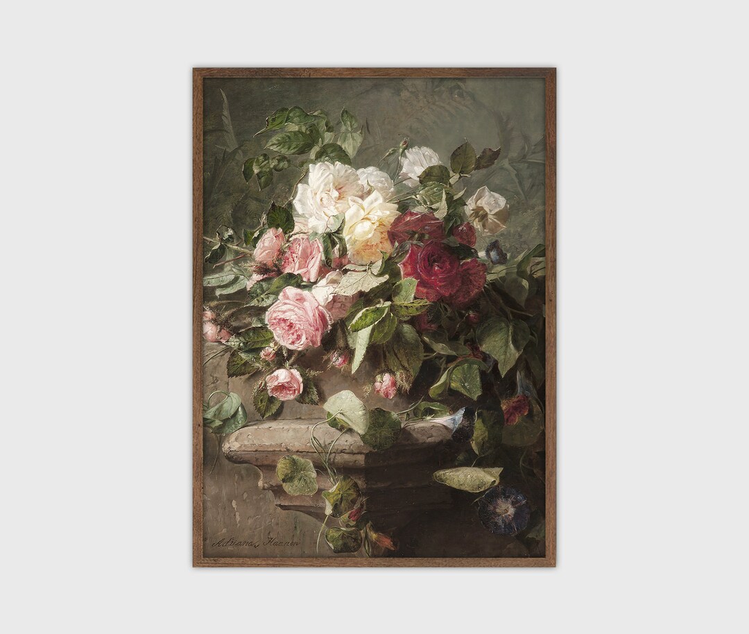Rose Painting Vintage Flower Print Victorian Still Life PRINTABLE Wall ...