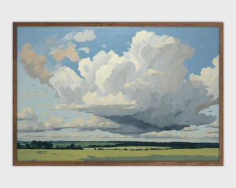 Vintage nube pintura neutral granja pared decoración nube estudio imprimible