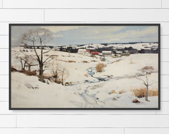 Winter Landscape Frame TV Art: Snowy Christmas Scene (Digital Download)