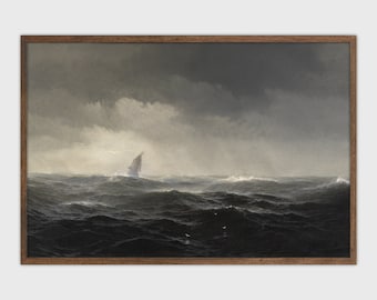 Impresión de barco oceánico, pintura de barco, impresiones náuticas, arte costero imprimible