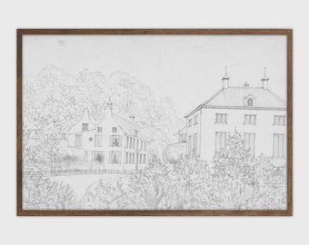 Neutral Architecture Print Antique Watercolor Digital PRINTABLE