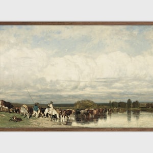 Rustic Cow Print Farmhouse Painting Vintage Poster Printable