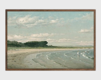 Beach Painting Vintage Coastal Landscape Print Digital PRINTABLE