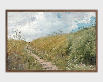 Country Landscape Print | Vintage Farmhouse Painting Printable Wall Art