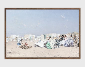 Impresión vintage de Venice Beach: Arte mural con paisaje marino costero (descarga digital)