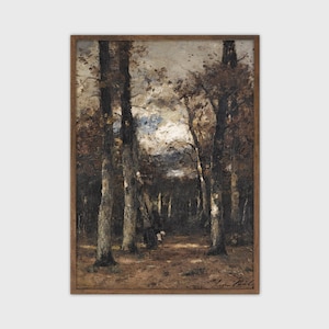 Forest Oil Painting Vintage Tree PRINTABLE Artwork