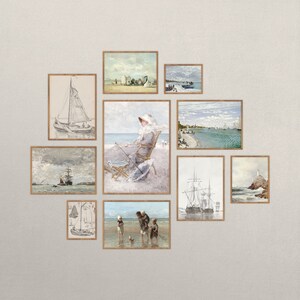 Coastal Beach Prints Set: Muted Nautical Wall Art (Digital Download)