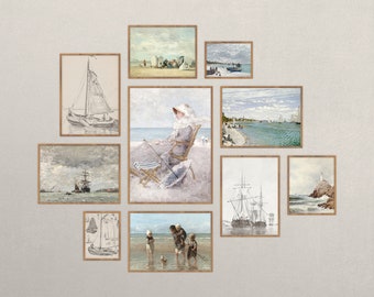 Láminas de playa costera: Arte mural náutico discreto (descarga digital)