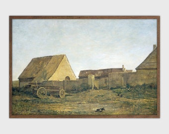 Vintage Landscape Print Antique Painting Farmhouse Decor Printable Art