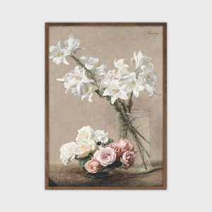 Vintage bloemenprint Cottage Wall Art Decor afdrukbare muurkunst