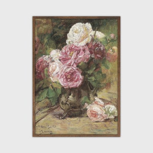 Still Life Flower Painting Vintage Botanical Print Printable Wall Art