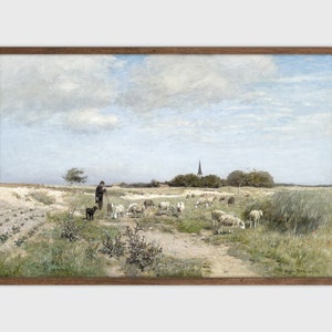 Sheep Painting Farm Animal Print Vintage Wall Decor Printable Art