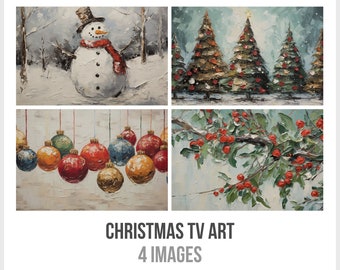 Winter Vibes Samsung Frame TV Art - Christmas Snowman and HolidayDecor