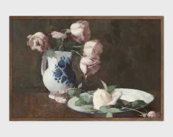 Arte imprimible de la naturaleza muerta de la flor del arte de la pared de la granja vintage