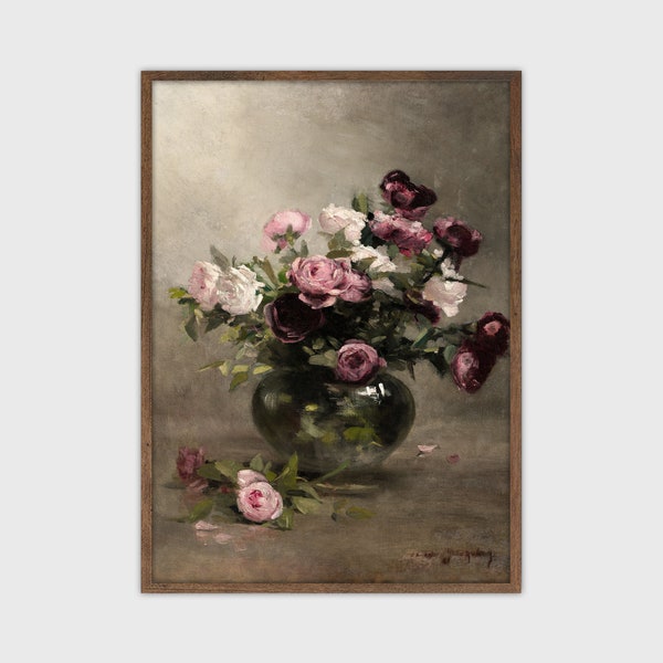 Floral Painting Vintage Print Still Life Oil Painting Victorian Botanical Artwork Printable