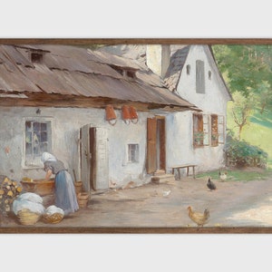 Vintage Landscape Print Antique Painting Farmhouse Decor Printable Art