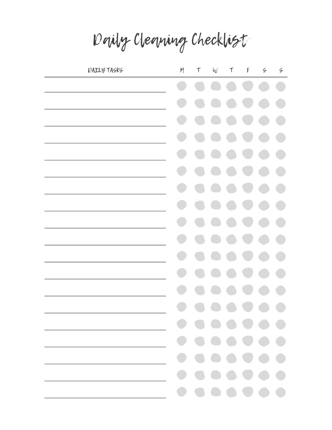 Daily Cleaning Checklist Etsy