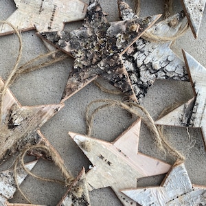 Birch Bark Christmas Tree Ornaments, One Of A Kind, Christmas Star, Handmade Natural Canadian Wood image 9