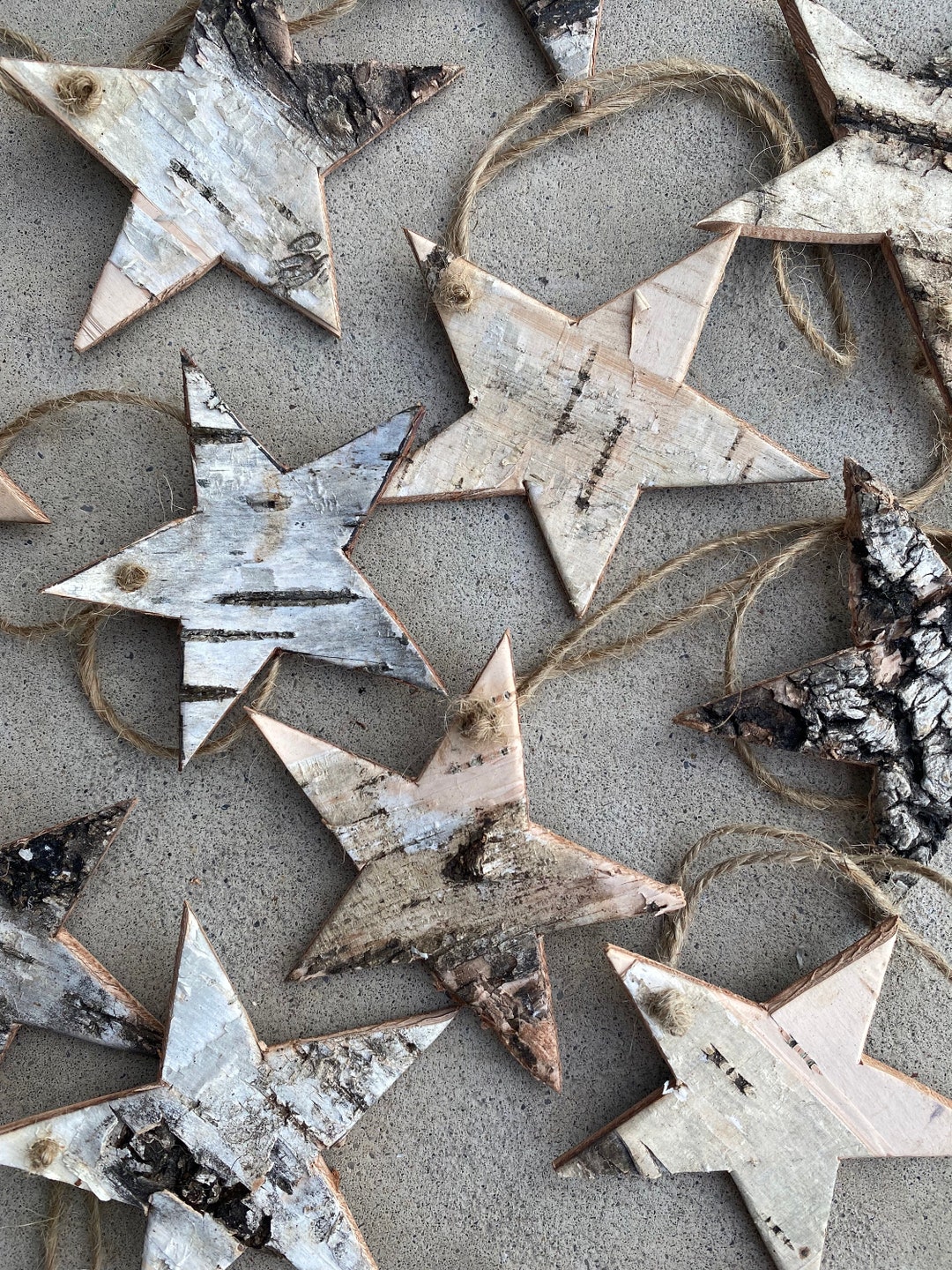Birch Bark Christmas Tree Ornaments, One of A Kind, Christmas Star ...