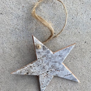 Birch Bark Christmas Tree Ornaments, One Of A Kind, Christmas Star, Handmade Natural Canadian Wood image 5