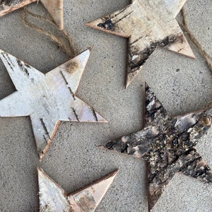 Birch Bark Christmas Tree Ornaments, One Of A Kind, Christmas Star, Handmade Natural Canadian Wood image 8