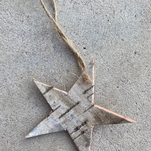 Birch Bark Christmas Tree Ornaments, One Of A Kind, Christmas Star, Handmade Natural Canadian Wood image 2