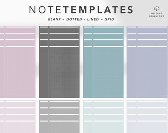 Goodnotes paper Template digital Notes pages templates iPad Download PDF Template for Digital Notebook note taking lined grid dotted blank