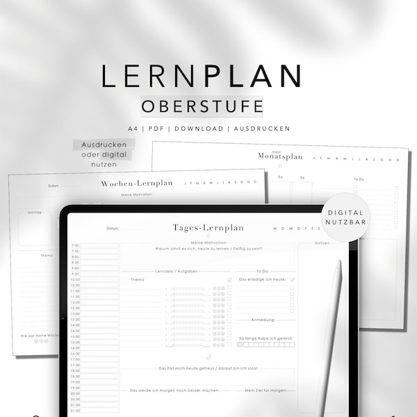Learning plan upper level school high school time management 1.0 high school diploma planner undated PDF weekly planner goodnotes template daily plan monthly plan