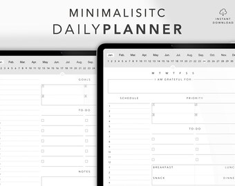 digital daily planner undated minimalist 24 hour goodnotes template portrait simple digital minimalistic planner digital calendar gratitude