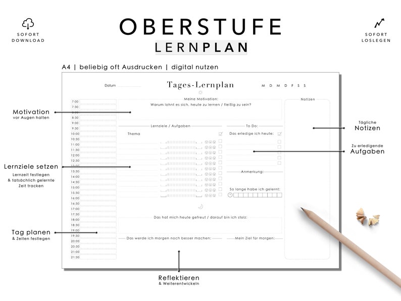 Learning plan upper level school high school time management 1.0 high school diploma planner undated PDF weekly planner goodnotes template daily plan monthly plan image 2