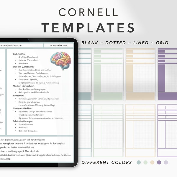 Digital Notes Template Cornell Note Goodnotes Student iPad Goodnotes Cornell templates Download PDF Templates for Digital Notebook Cornell
