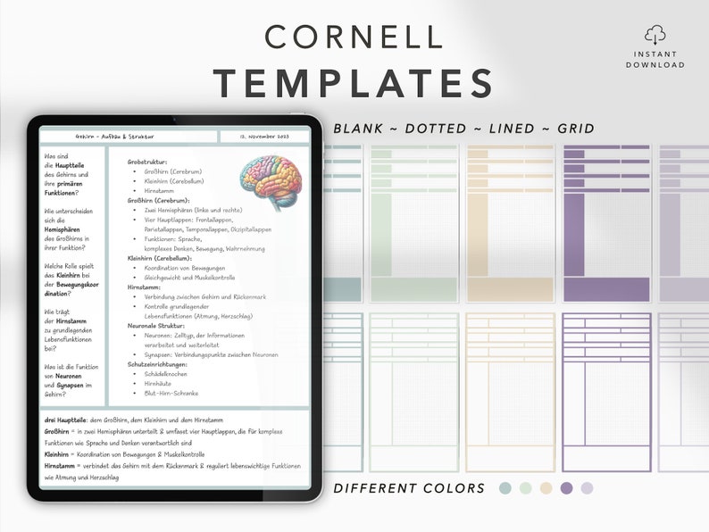 student notes templates download