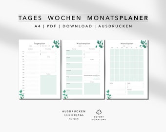 Weekly planner monthly planner daily planner to do list A4 planner weekly plan daily plan digital DOWNLOAD calendar priorities planner print PDF
