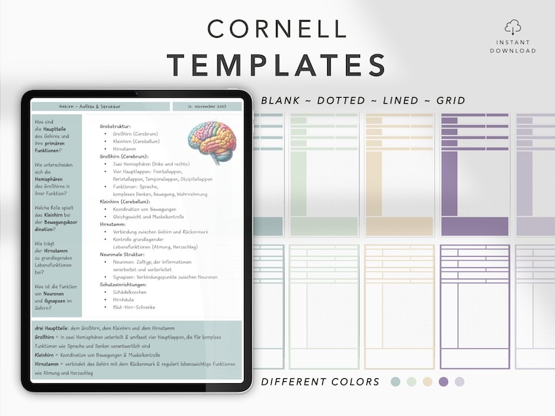 digital template Cornell goodnotes