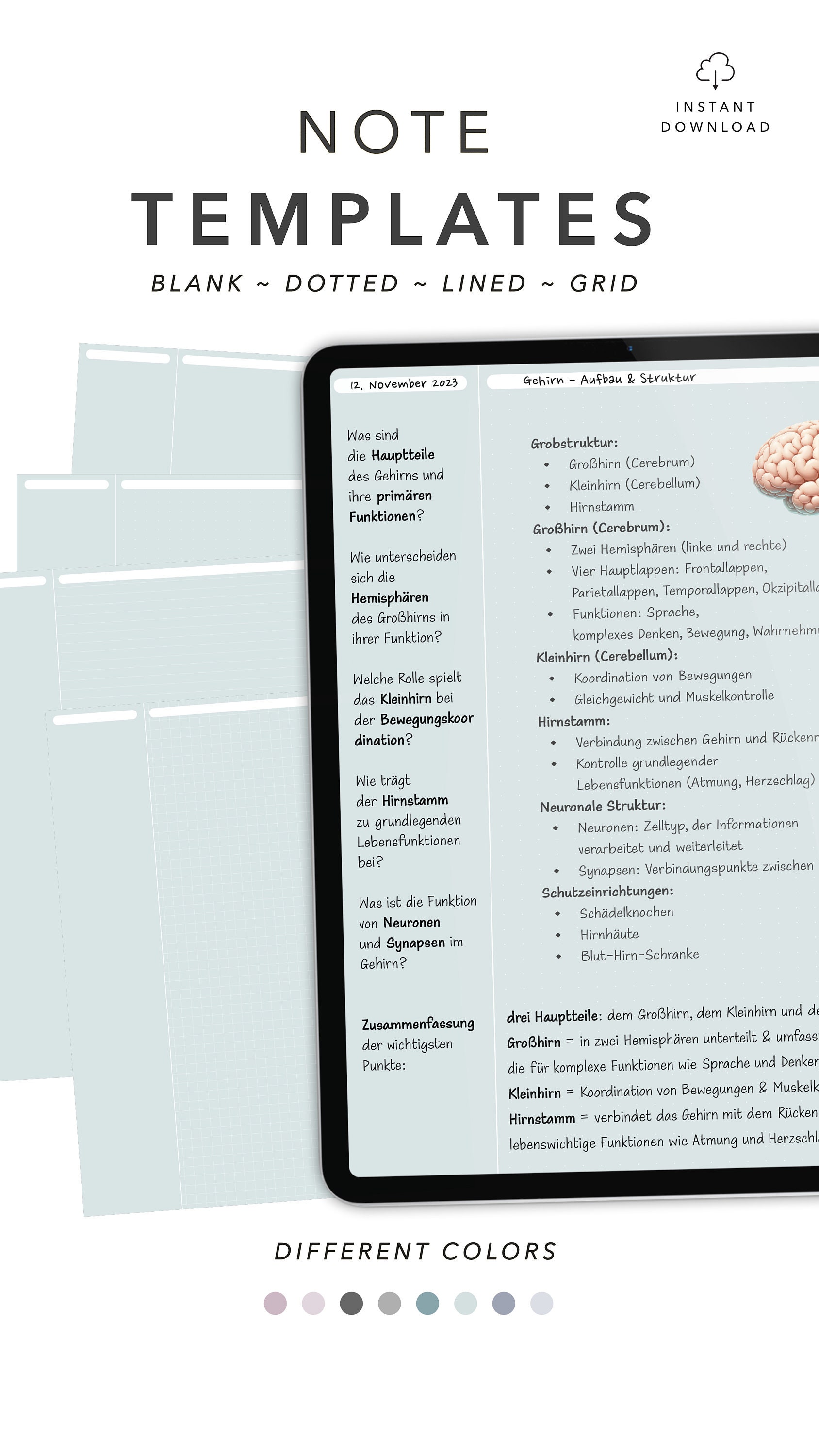 Goodnotes Paper Template Digital Notes Pages Templates iPad Download ...