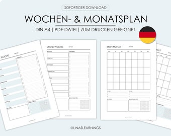 Weekly planner, PDF template to duck, A4