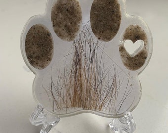 Custom made Resin paw print with ashes and or fur