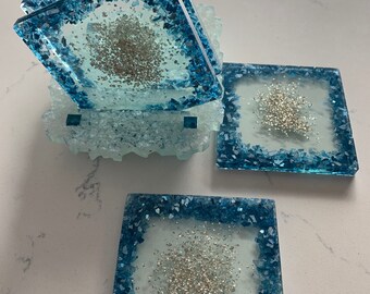 Resin coasters with holder