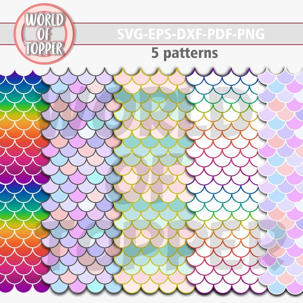 Mermaid tail pattern cut file, Mermaid Scales SVG, Fish scales texture, Cute pattern for Girl