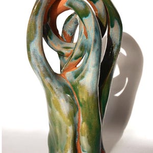 Ceramic Handmade Totem Sculpture : Celtic Knots, Shiny Finish