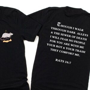 Though I Walk Through, Funny Sewer Rat Shirt, NYC Rat Shirt, Psalm 23, Rat Lover Gift, Pastel Goth Clothing, Funny Animals Kawaii Rat Tshirt